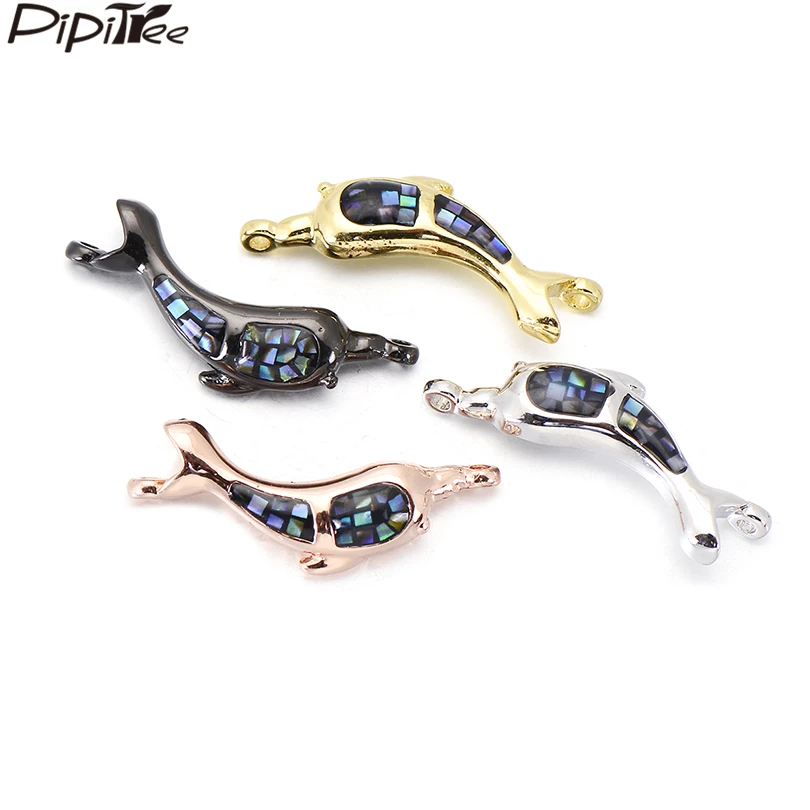 

Pipitree Colorful Natural Shell Dolphin Charms for Jewelry Making DIY Bracelet Charms Beads Copper & Shell Jewelry Accessories