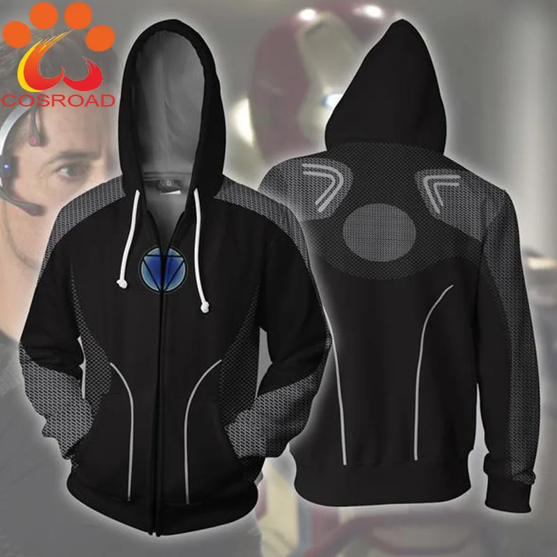 Cosroad Avengers 4 Endgame Thanos Hoodie Iron Man Doctor Strange Cosplay Zipper Sweatshirts Halloween Jacket Coats