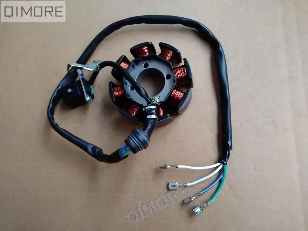

8-coil 4-wire DC fired Magneto Stator for Motorcycle CG125 CG150 Stels Flame 200 Delta 150 RKV RKS TX Speed Strike VLC VLM VLR