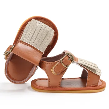 

Infant Baby Girls Boys Summer Hollow Out Breathable Tassal PU Leather First Walkers Rubber Sole Prewalkers Shoes