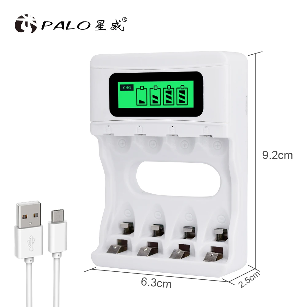 4 Slots LCD Display Fast Intelligent Battery Charger With USB Input For