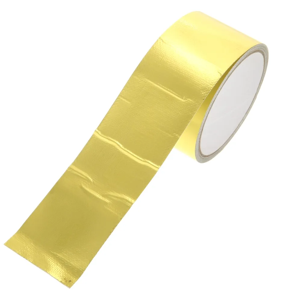 

New Arrival 1 Roll 5cm*5m Adhesive Reflective Gold High Temperature Heat Shield Wrap Tape Waterproof Shield Wrap Tape