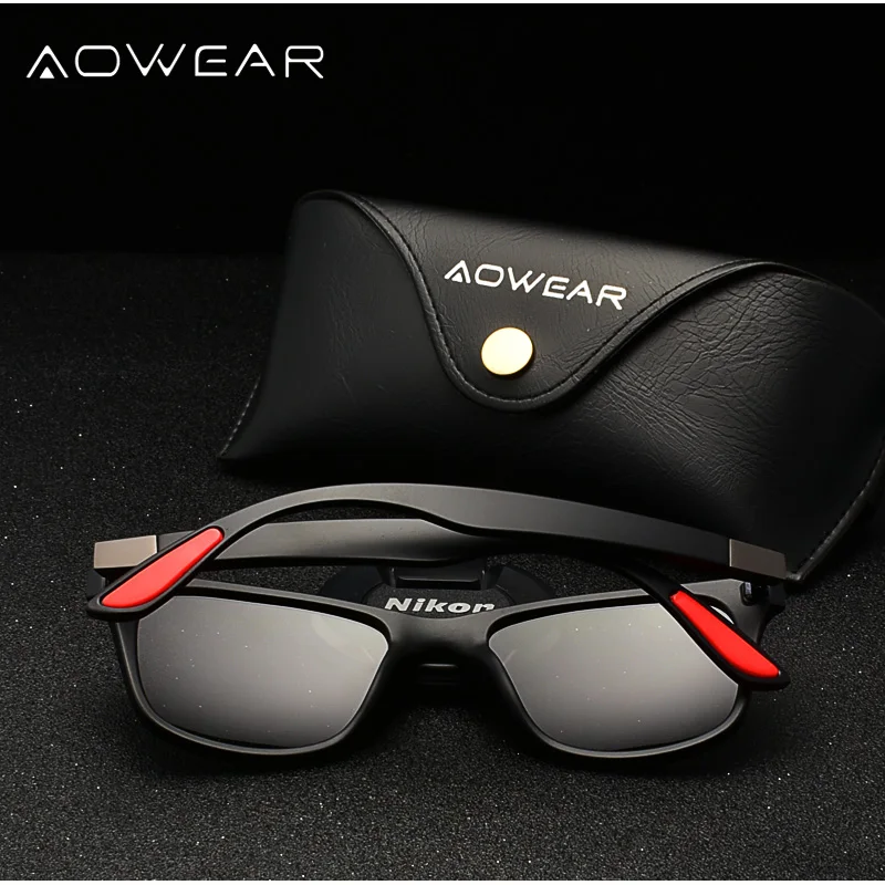 Солнцезащитные очки AOWEAR 2018 мужские и женские поляризационные Квадратные с