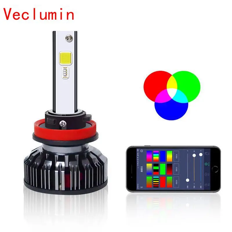  New Car Led Fog Lights RGB 7 Colors Voice Control APP Bluetooth Control Super Bright Modified Car L - 33046920775