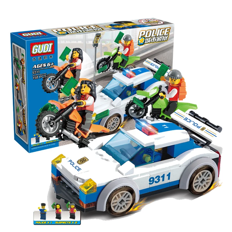 

9311 GUDI 158Pcs SimCity High Speed Police Chase Model Building Blocks Enlighten DIY Figure Toys For Children Compatible Legoe