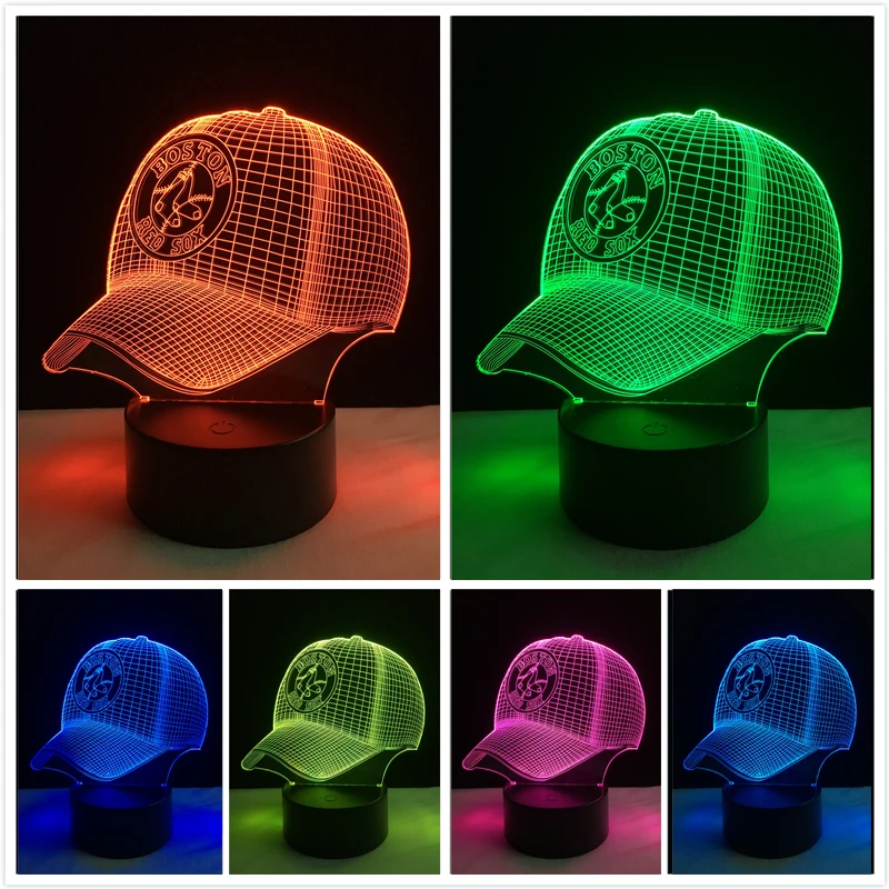 NEW Hot Sale Team Baseball Cap LED 3D Illusion Night Light Colorful