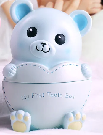 Lovely Animal Shape Design Tooth Organizer Boxes Milk Teeth Box For baby Resin  Tooth Box Baby Tooth Organizer for Kids Z748 hand & footprint makers at home	 Baby Souvenirs