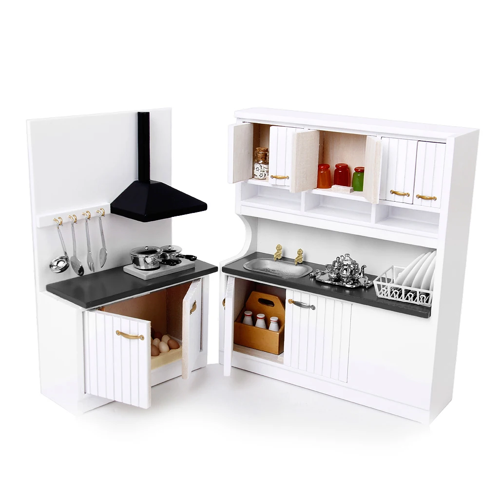 Dollhouse Miniature White Wooden Kitchen Dresser Furniture 1:12 scale 