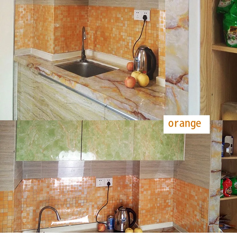1M/roll coffee silver Vinyl Tile Mosaic Wallpaper PVC Self Adhesive Kitchen Oil proof Waterproof Wall Stickers Home Bath Decor