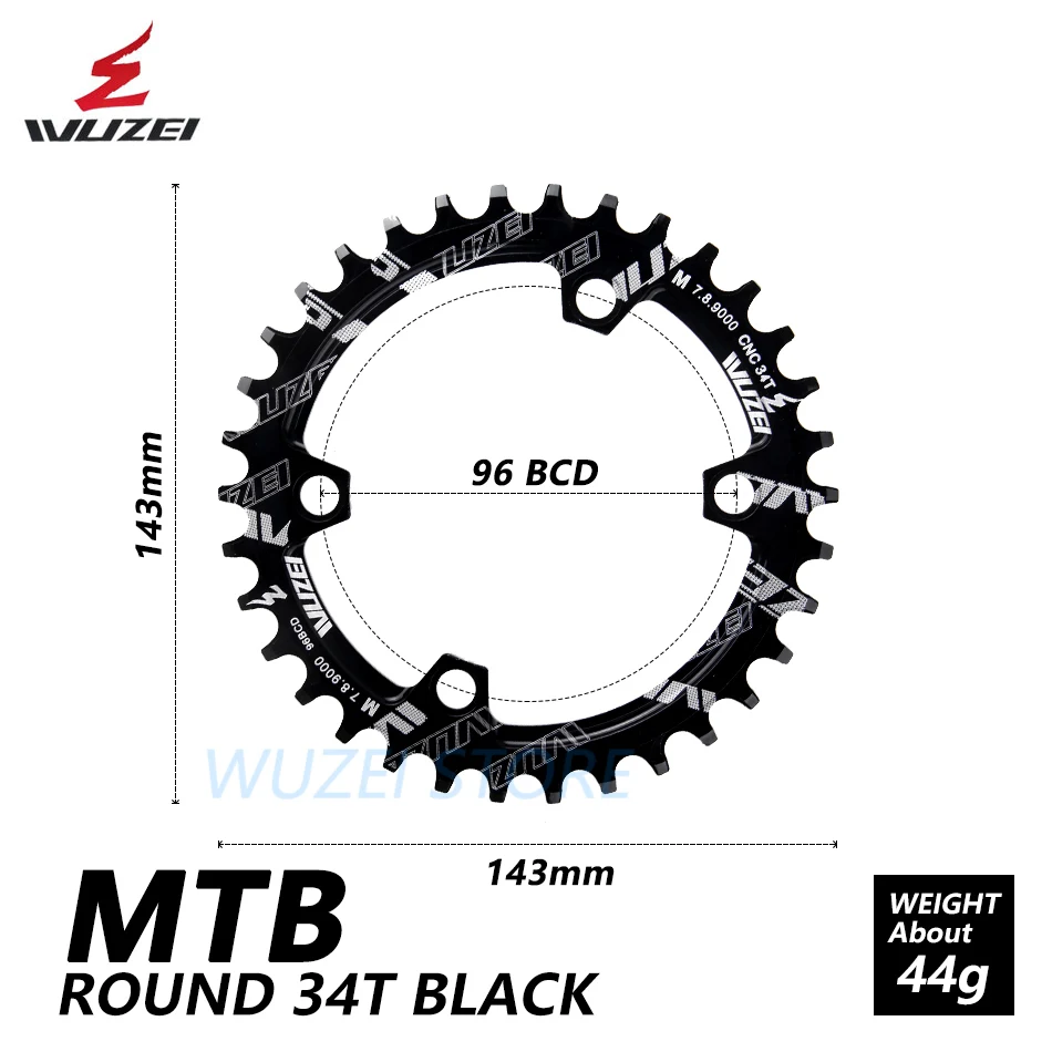 WUZEI BCD 96 мм круглая/Овальная велосипедная Звездочка MTB горная цепь колеса 32T 34T 36T для Shimano M7000 M8000 M9000 Кривошип - Цвет: Round Black 34T