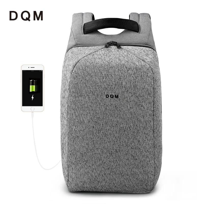 DQM устойчивые к порезам рюкзаки mochila USB 15,6 для ноутбука дорожная Противоугонная сумка водонепроницаемый рюкзак для мужчин - Цвет: Grey