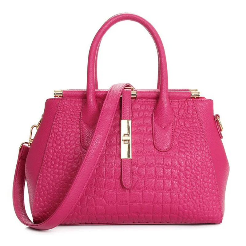 

Women handbags with Alligator new 2018 fashion large capacity PU leather shoulder bags women solid bags for women