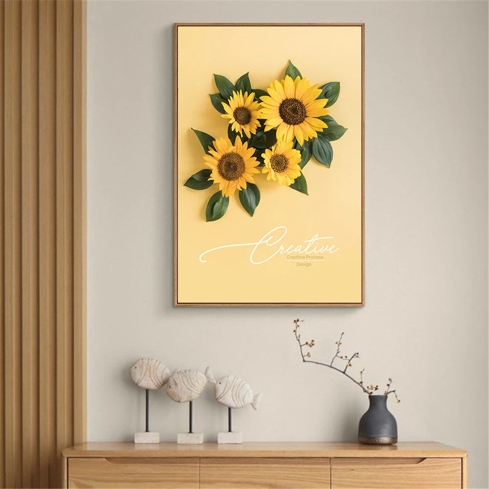 Sunflowers Poster Yellow Rose Flowers HD Print Wall Art Canvas Painting Modern Decoration Wall Painting for Kitchen Decor