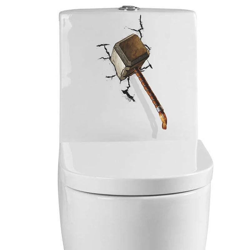 3D Vivid Hammer Broken Decorative Wall Stickers Door Toilet Refrigerator Computer Window Decorations