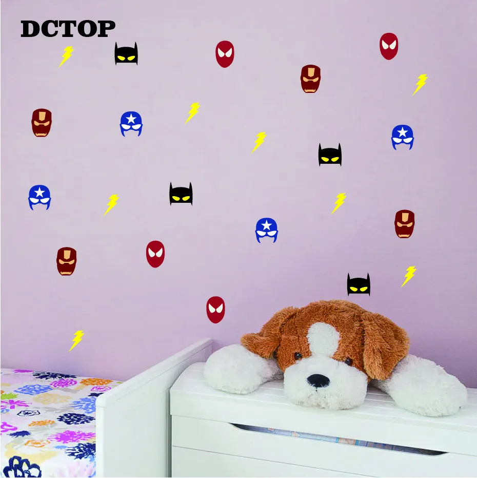 

Funny Cute Super Hero Head Wall Stickers Creative Super Art DIY Vinyls Decals for Children Kids Room Door Wallpaper Home Decor