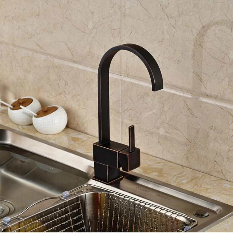  MTTUZK deck mounted square Copper oil bubbed kitchen waterfall faucet bathroom table basin faucet h - 32801520646