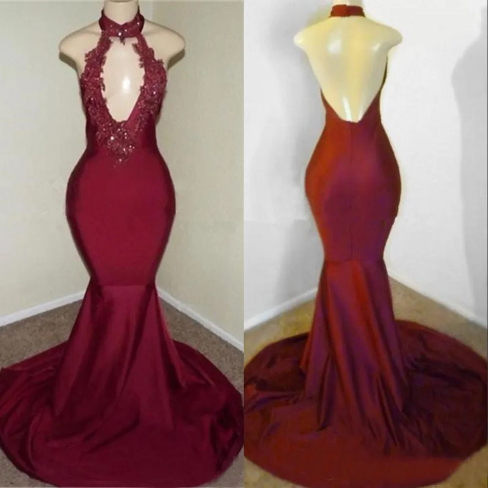 Sexy-Mermaid-African-Prom-Dresses-2019-Halter-Backless-Cut-Out-Burgundy-Satin-Long-Prom-Dress-Arabic