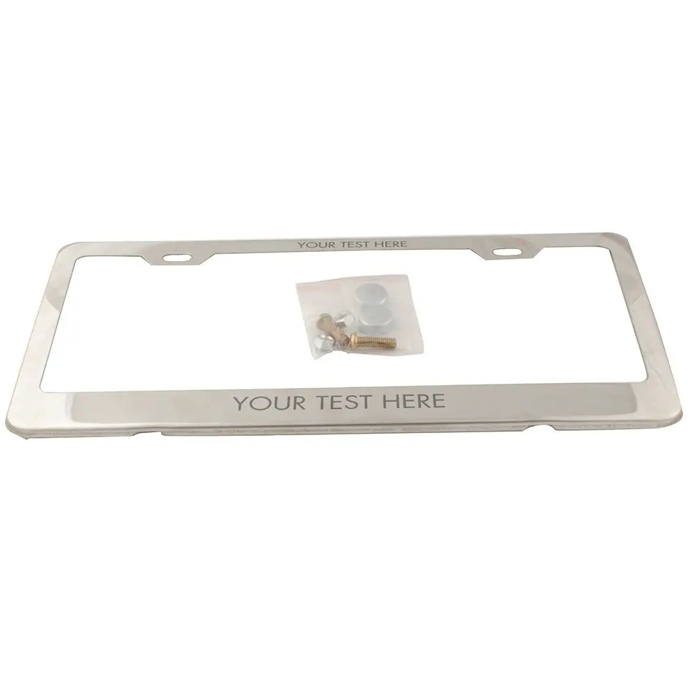 Hot Sale Personalized Engraved License Plate Tag Frame Text Custom Silver Stainless Steel Plate Frame Holder
