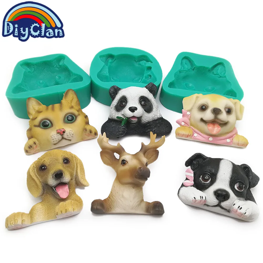 

Animal head silicone chocolate molds for cake decorating silicone polymer clay fondant mold resin cupcake form animal F0950XG