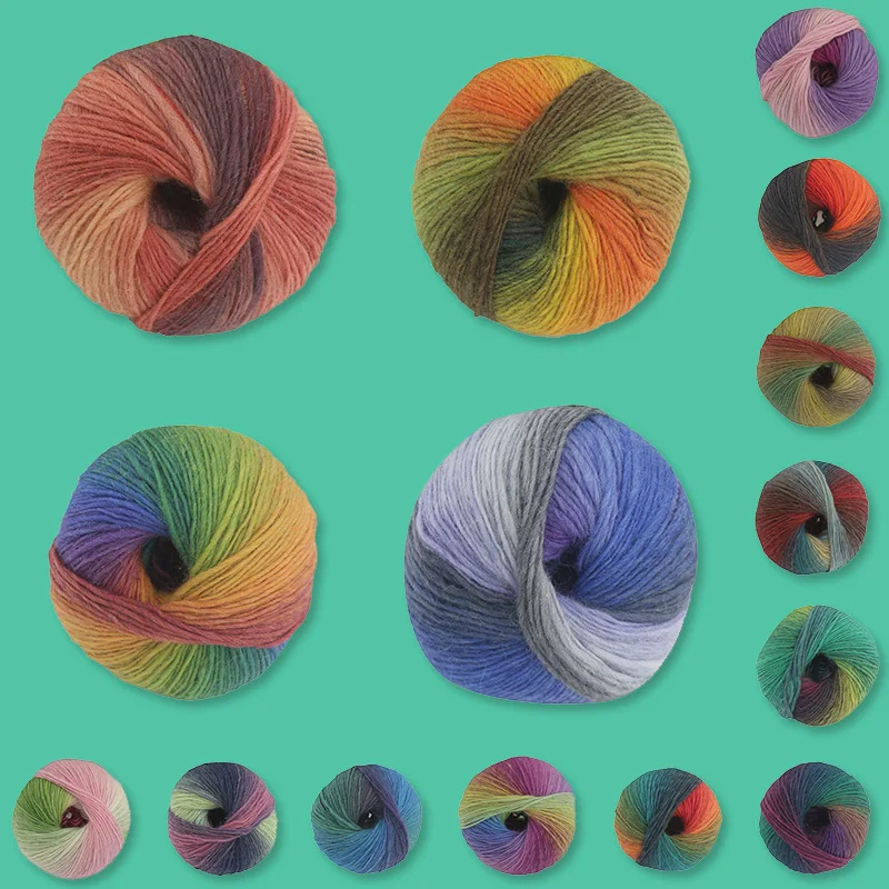 

50g Rainbow Wool Yarn For Knitting Yarn Laine Crocheting Thread Sewing Fabric Wolle Zum Stricken