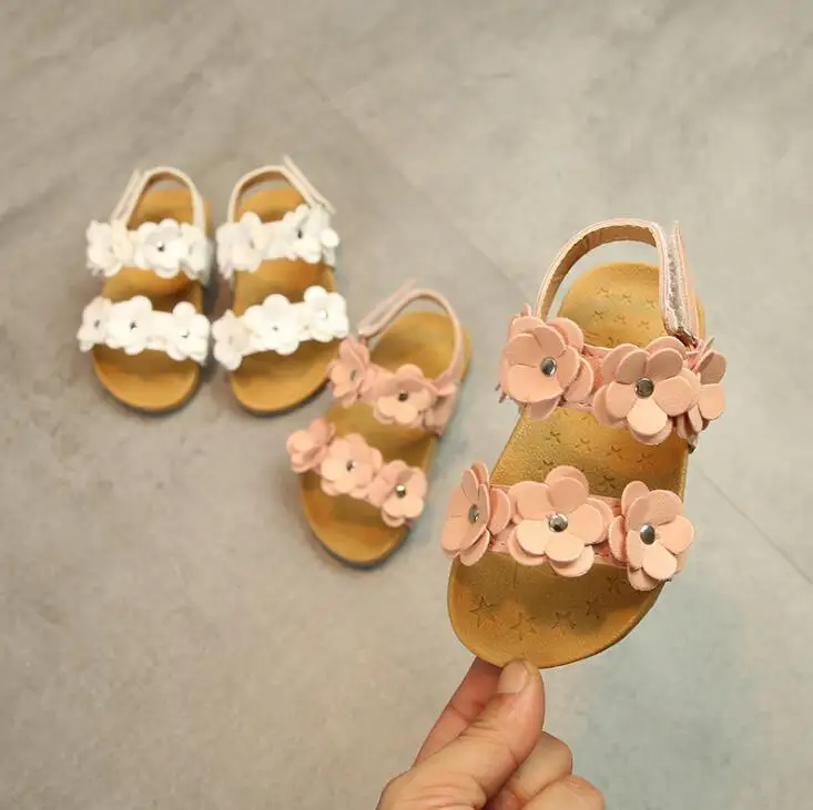 

New Beach Girls Sandals Kids Children Sandals For Girls Fashion Big Flower Baby Girls Flat Princess Beach Shoes