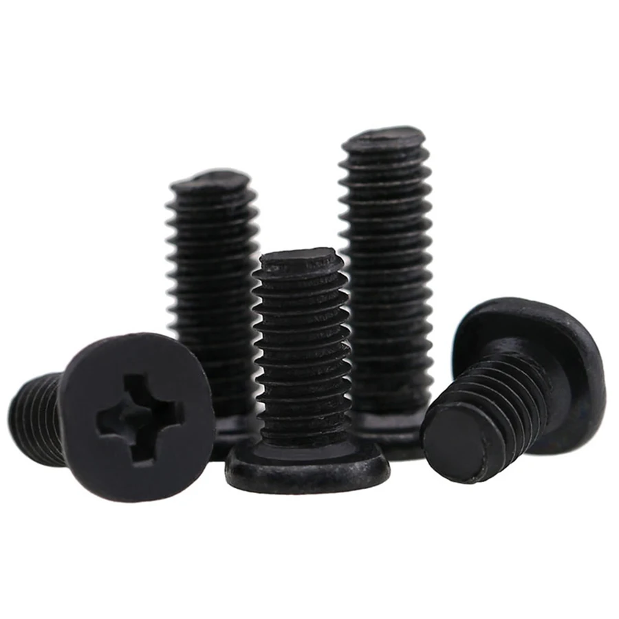 50Pcs M3 M4 CM Carbon Steel Large Flat Head Cross Thin Edge Screw Black Zinc | Обустройство дома
