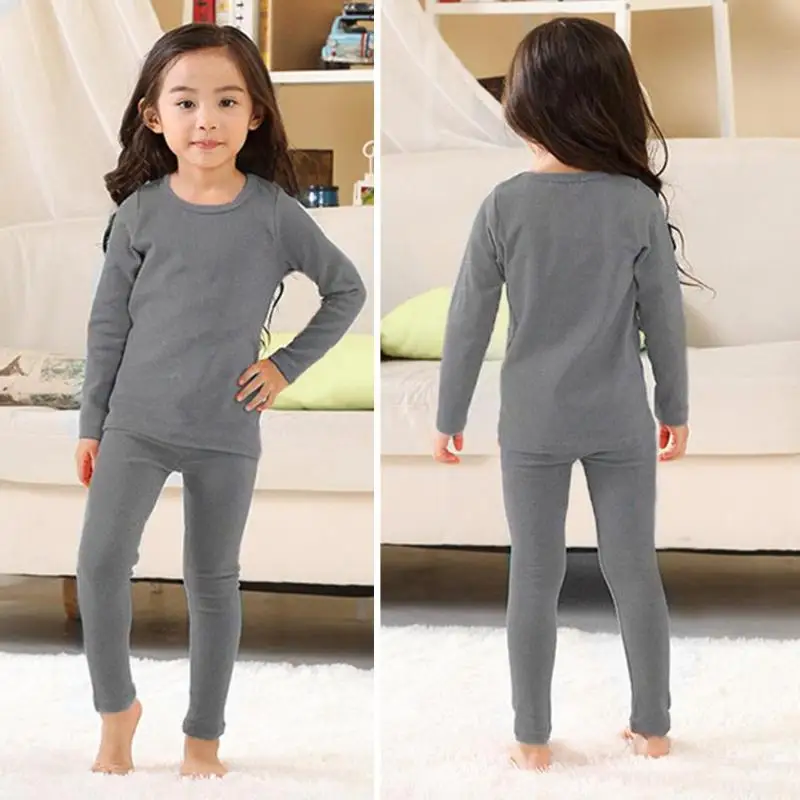 Осенний пижамный комплект для мальчиков и девочек, детская теплая Плотная хлопковая мягкая Пижама