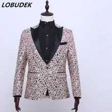 Мужская куртка пальто с вышивкой бар певица хор сценический костюм свадебный жених блейзеры Ouerwear хост студия Модный облегающий наряд