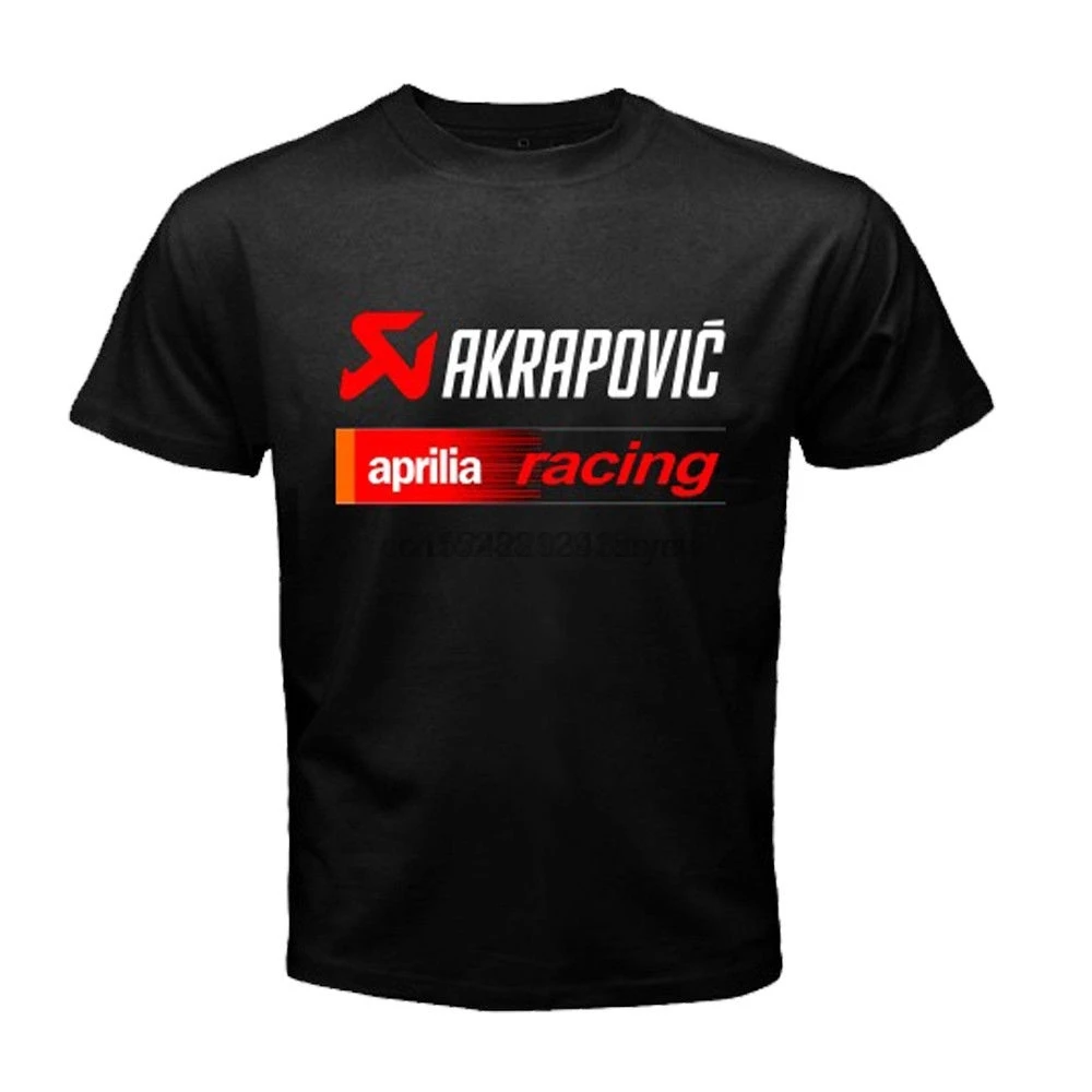 

AKRAPOVIC APRILIA RACINGER LOGO MENS BLACK T-SHIRT Shirt Size S-2XL Cheap Price 100 Cotton Tee Shirts Clothing T shirt