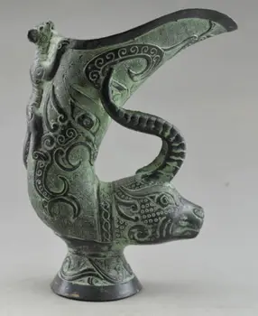 

Elaborate Collectible Decorated Old Handwork Bronze Dragon Gecko sheep Vase