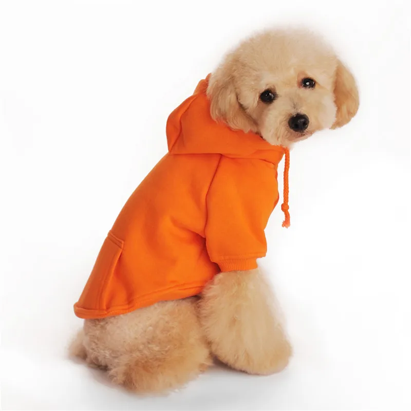 Новая осенне-зимняя одежда для собак из хлопка, четыре фута, теплые куртки для маленьких собак, куртка с капюшоном для щенков, 4 цвета - Цвет: orange