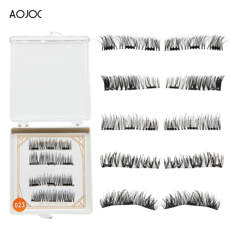 

3 Magnetic Eyelashes Natural False Eyelashes on magnets Reusable 3D Magnetic Extension Fake Eye Lashes Soft human eyelashes Gift