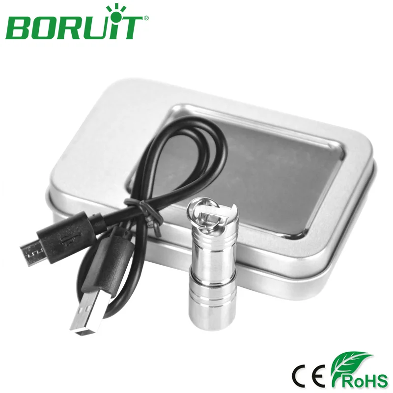 

BORUiT Mini XPE LED Flashlight USB Rechargeable Portable Tactical Torch Light Camping Hunting Lantern Lamp with Battery and Box