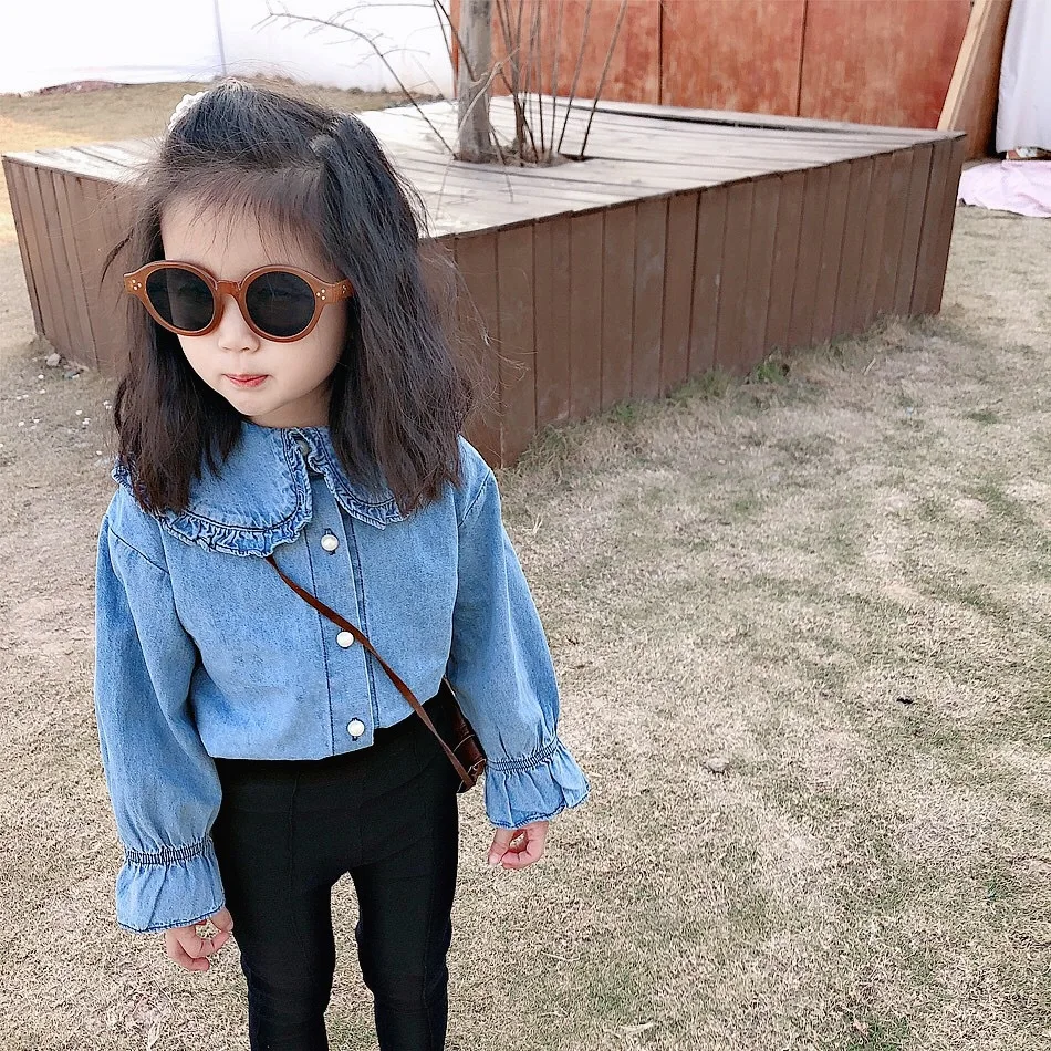 

New Arrival 2019 Spring Baby Girls Denim Blouse Children Kids Cowboy Clothes Girls Long Sleeve Shirt Cardigan High Quality