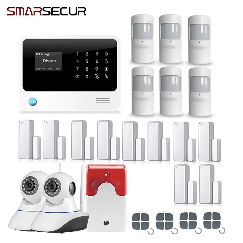 

Wireless WiFi GSM Burglar Alarm Android ios APP Control home Security Alarm System with IP camera