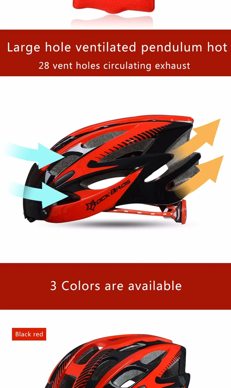 ROCKBROS Велосипедный EPS шлем с Линзами интегрально-литой 28 вентиляционные отверстия Велоспортное велосипедное оборудование шлем