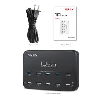 

UDOLI 60W 10 Port High Speed Desktop USB Wall Charger Power Adapter USB 2.0 HUB for Tablet iPhone 6 iPad 4 Samsung S5