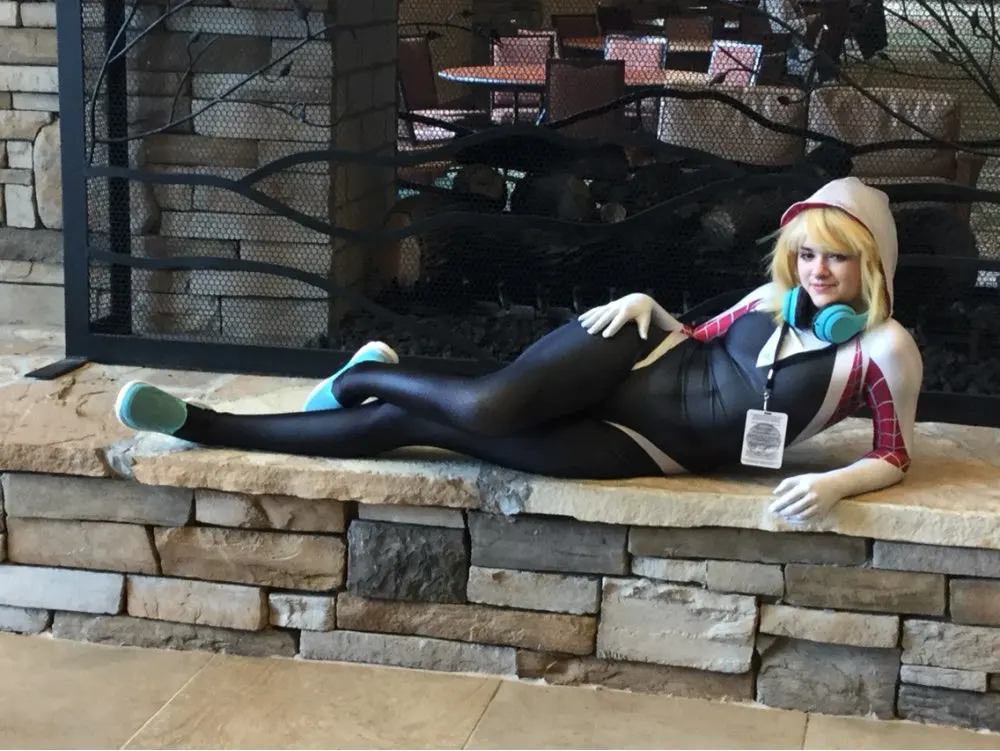 3D Print Spandex Lycra Spiderman Suit No Mask Gwen Stacy Costume Halloween Cosplay  (10)