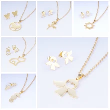 Yunkingdom новые ювелирные изделия Модные Крылья бабочка нержавеющая сталь кулон ожерелье серьги для женщин индийские ювелирные наборы