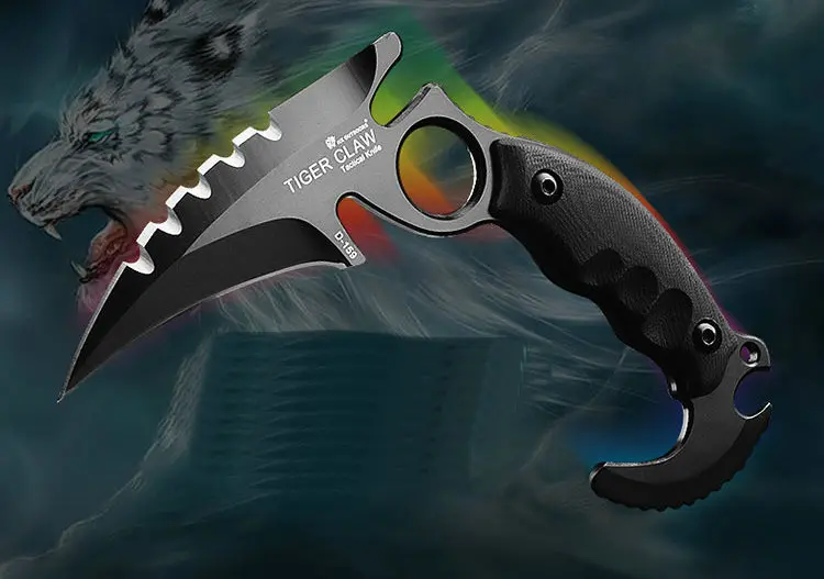 

Outdoors Tactical Karambit Knife Cs go Camping Survival Hunting Claw Knives EDC Multi Purpose Tools D2 Blade Hunting Knife