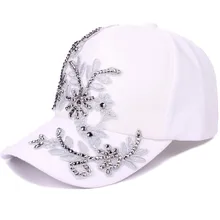 Модная белая бейсбольная кепка для женщин в форме цветов Молодежные шляпы для девочек Casquette Homme женская серая вышитая Кепка с заклепками