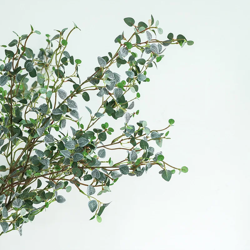 Искусственный шелк белая сетчатая ветка с листьями имитация зеленого растения искусственное домашнее растение магазин украшение стола