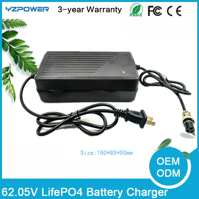 YZPOWER 62,05 V 2.5A 3A 3.5A авто-стоп LifePO4 зарядное устройство для 17 S 54,4 V Lifepo4 аккумулятор