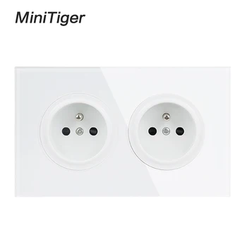 

Minitiger 146 French Crystal Tempered Pure Glass Panel 16A Double Wall Power Socket Grounded With Child Protective Lock