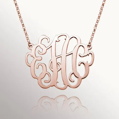 

Monogram Necklace Name Necklaces Personalized rose gold plated Monogrammed 3 Initials Necklace Name Necklaces Nameplate
