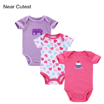 

Near Cutest 3pcs/lot 100% Cotton Baby Rompers Toddler Jumpsuit Baby Girl Boy Clothes Newborn Bebe Overall Clothing