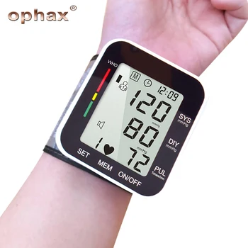 

OPHAX Automatic Wrist Digital Blood Pressure Monitor Tonometer Meter For Measuring Pulse Rate Pulsometer With Voice Health Care