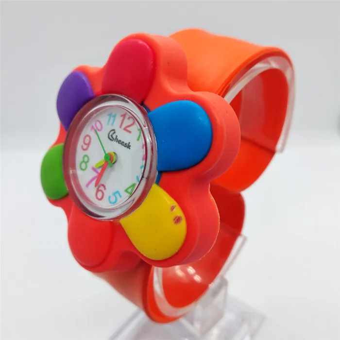 Новые модные уникальный стиль мультфильм цветок часы Детские Силиконовые Детские часы кварцевые наручные часы шлепки красивый детский подарок Лидер продаж - Цвет: Красный