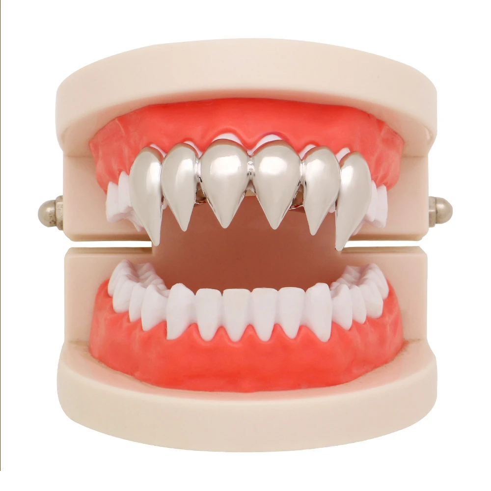 

Lucky Sonny Vampire Sharp Custom Grills Brand New Silver Color Single Tooth Cap Grillz Punky Rapper Style Hip-hop Teeth Grillz