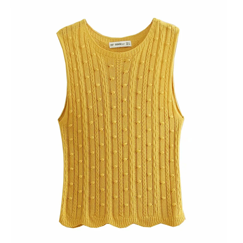 Women Casual Knitted Tank Tops 2019 Summer Sleeve Yellow Women's Slim Camis Tank Tops Female Elegant Tank Tops Clothes